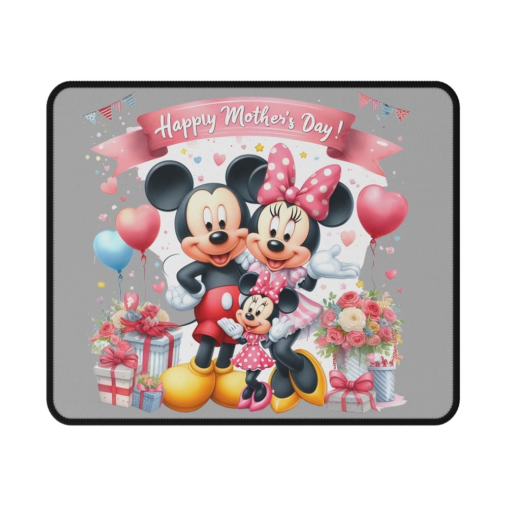 Gaming Mouse Pad "Happy Mother's Day" Cartoon Mouse Family |Non-Slip Rubber Back